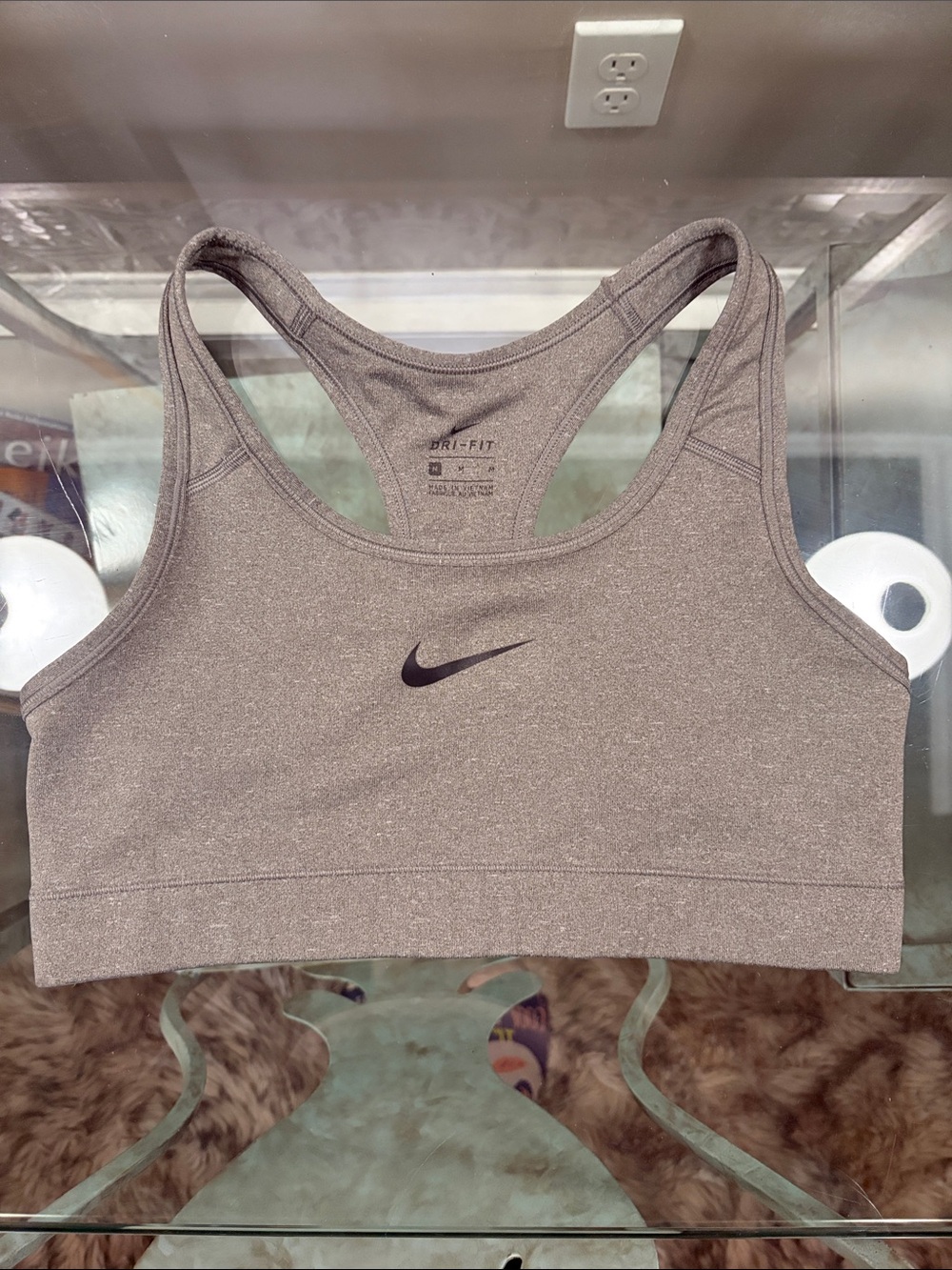 NIKE Dri-Fit Heathered Gray Racerback Sports Bra